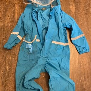 Blue Kids Rain Suit with Dinosaur Patch